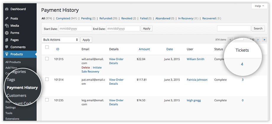rtBiz helpdesk and EDD payment history