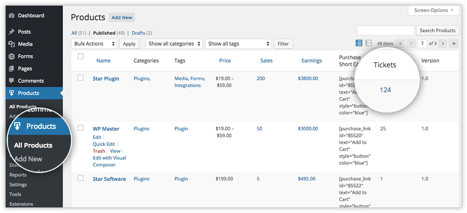 rtBiz helpdesk and EDD products listing