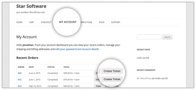 rtBiz Helpdesk WooCommerce My Account