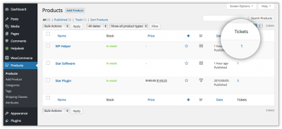 rtBiz helpdesk Woocommerce products