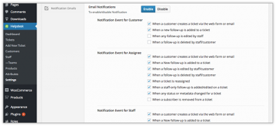 Helpdesk email Settings