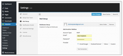Helpdesk Multiple mailbox Settings